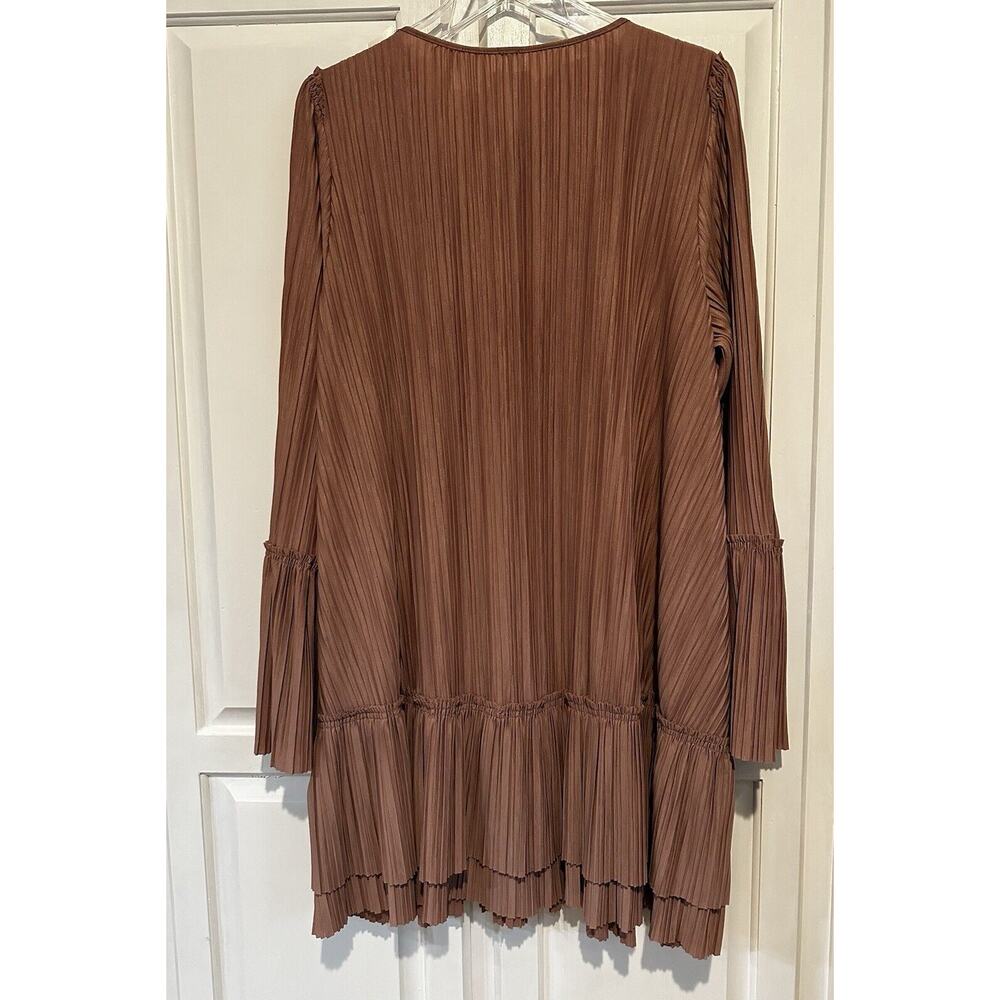 FREE PEOPLE Can't Help It Plisse Mini Dress In Clay Pink Size Large Boho Dreamy - Picture 11 of 15